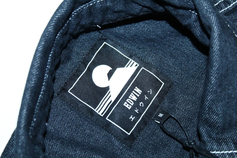 NWT! Edwin Men's Ranell Cotton Lyocell Black rinsed Raw Denim Baggy Overshirt. - Image 2 of 4