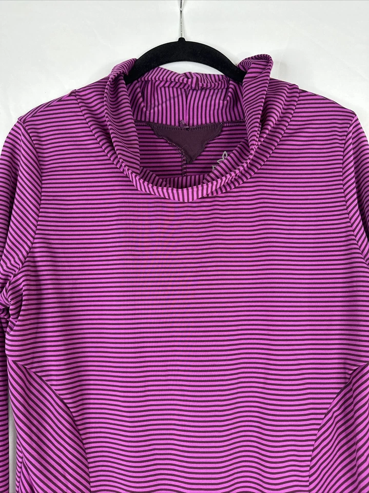 Прана насмешливый шеи свитер женщин размер M фиолетовый черный в полоску длинным рукавом Athletic - Изображение 4 из 4