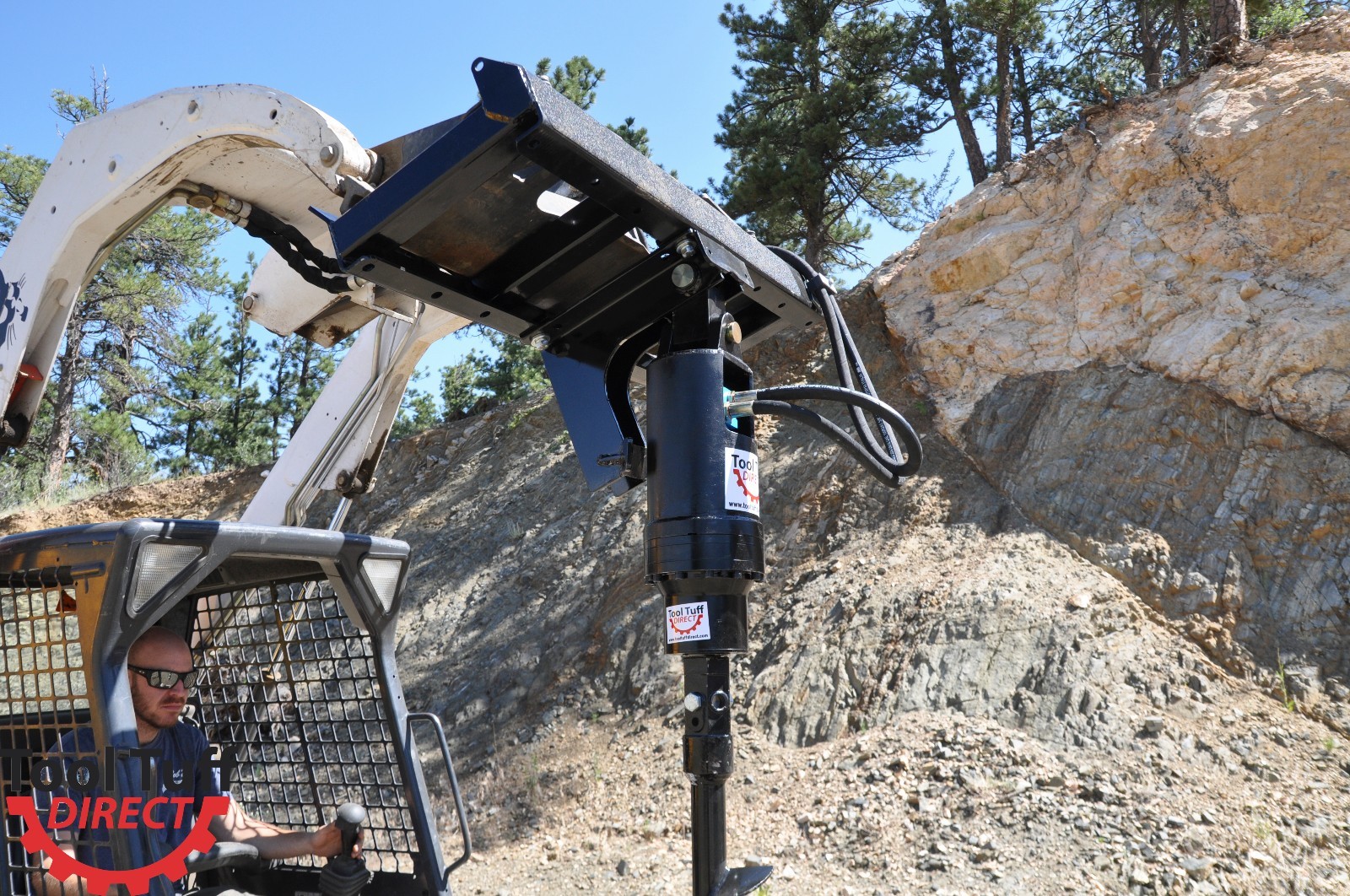 ToolTuff HP21 Hydraulic Skid Steer Earth Auger Combo w/ Bits, Hoses
