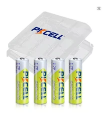 4PC PKCELL 1.2V AA 2600mAh Ni-MH Rechargeable Batteries + Battery Box