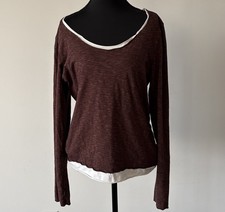 Horny Toad Women's Long Sleeve Top Brown Beige Layered Size L Nature Forest Boho