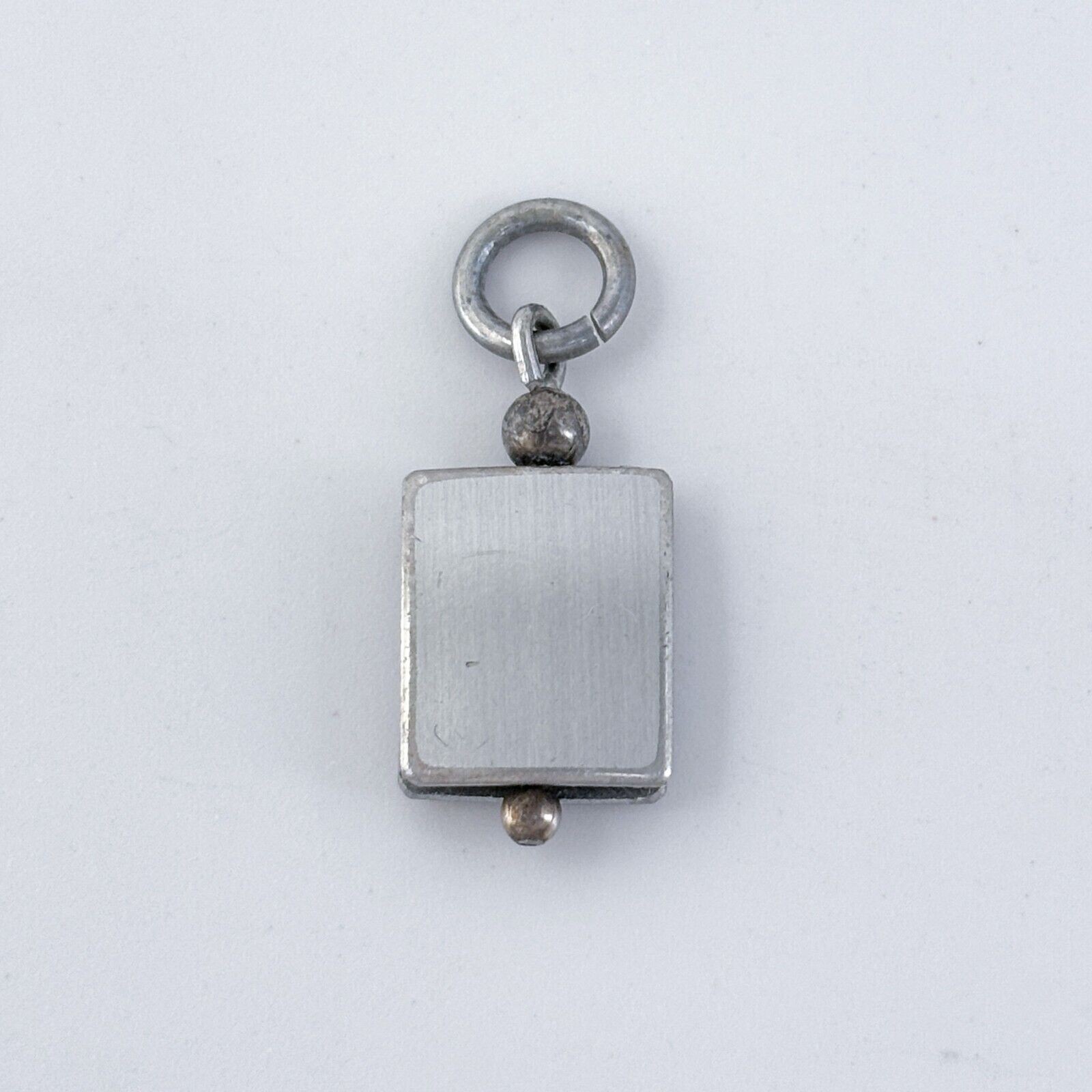 Estate Silver Tone Rectangular Charm Pendant - image 4