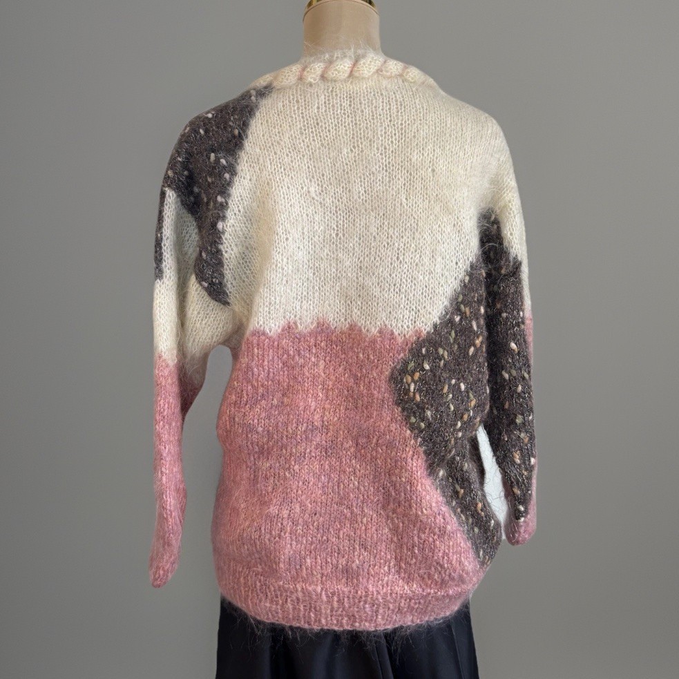 Vintage Hand Knit Art Sweater | Boho | Mohair Multi Knit | Patchwork | RARE image 10