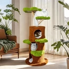 58.27” Tall Cat Tree Flower Perch Cat Activity Tower Play House Scratching Post