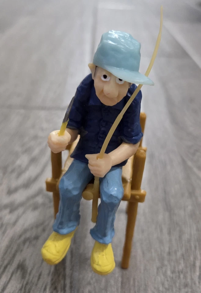 De colección Hombre en Muelle Pesca con Cuchillo Pastel Topper 6" Alto 1979 Wilton 2115-4832 Foto 2 de 3