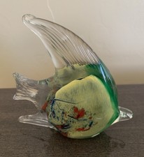 Art Glass Angel Fish Paperweight Hand Blown Murano Style