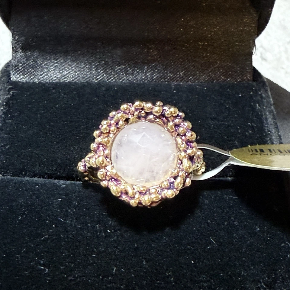 Anillo Molécula DANIELA DE MARCHI Talla M En Latón Divino y Cuarzo Rosa Nuevo con Etiquetas Italiano Foto 2 de 4
