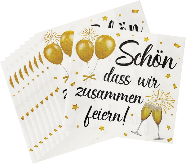 60 StüCk Servietten Geburtstag, 33×33Cm Servietten SchöN Dass Wir Zusammen Feier-image
