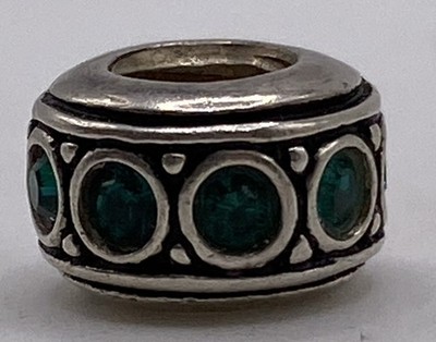Authentic Chamilia Sterling Silver Aqua Crystal Bead Charm 2.4g 