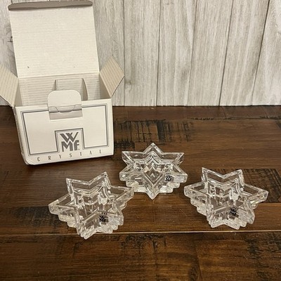 NIB - WMF Crystal Starlight Mini Star Candleholders 24% Lead Crystal Germany