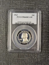 1963 PR 66 DCAM Washington Silver Quarter 25C PCGS - Great Contrast!!
