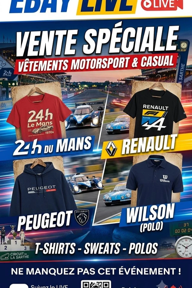 Vêtements 24h du mans - Renault sport - Peugeot - vestes Nascar - WILSON