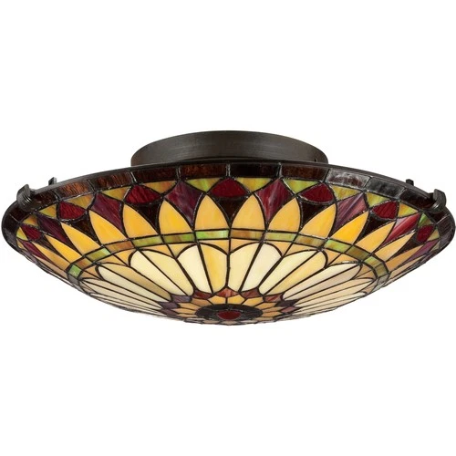 Quoizel TF1400 Tiffany 2 Light 17"W Flush Mount Ceiling Fixture - Bronze - Picture 2 of 5