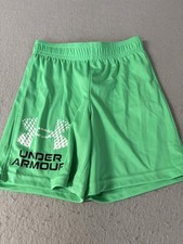 Under Armour Shorts Youth 4 Green Athletic Logo Elastic Waist Polyester