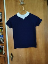 Vtg Talbott Traveler Women's Short Sleeve Polyester Sweater Blouse Blue Size 34