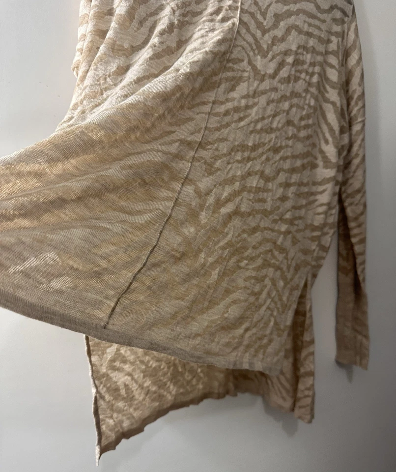 H&M Sweater Pullover Women Size XL Beige Knit Animal Print Long Sleeve Light - Image 3 of 4