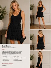 Express Black Ruffle Tiered Sleeveless Cocktail Dress Size Small