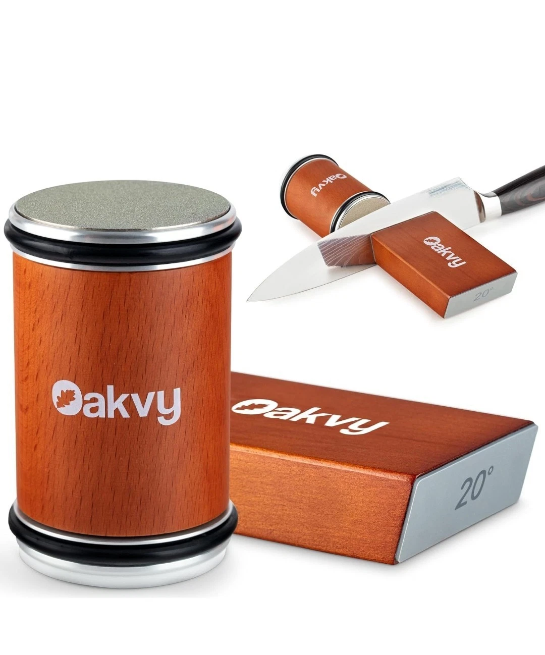 Rolling Knife Sharpener-Diamond & Ceramic Knife Sharpening Kit with 15/20 Angles