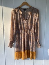 BANANA REPUBLIC Boho Fairy Floral Harvest Gold Mini Dress MEDIUM Sheer EUC