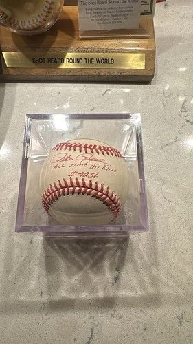 Pete Rose Autographed Baseball Signed Rare Red Ink! Inscription!