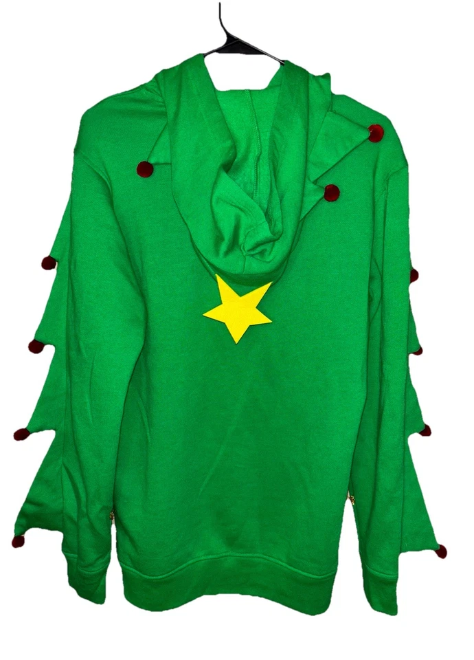 Sudadera con Capucha American Rag Árbol de Navidad Oropel Pompones Suéter Feo Unisex Talla Pequeña Foto 2 de 4