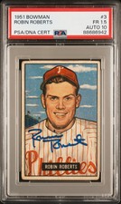 1951 Bowman Robin Roberts #3 PSA 1.5 Auto 10