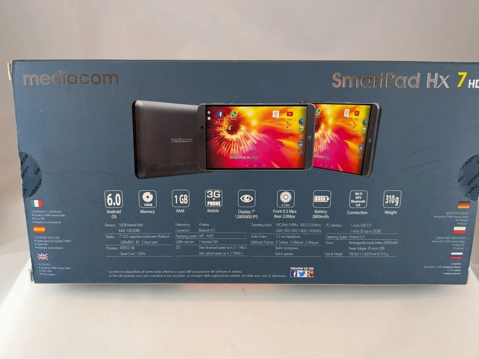 TABLET MEDIACOM SMARTPAD HX 7 HD WI-FI 3G DUAL SIM ANDROID 6.0 1GB RAM 16 GB ROM - Immagine 3 di 4