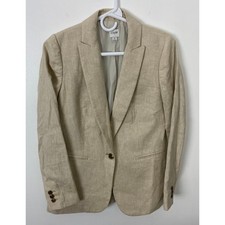 Women J. Crew Crosshatch Holland Linen-Cotton 1-button blazer jacket, 2