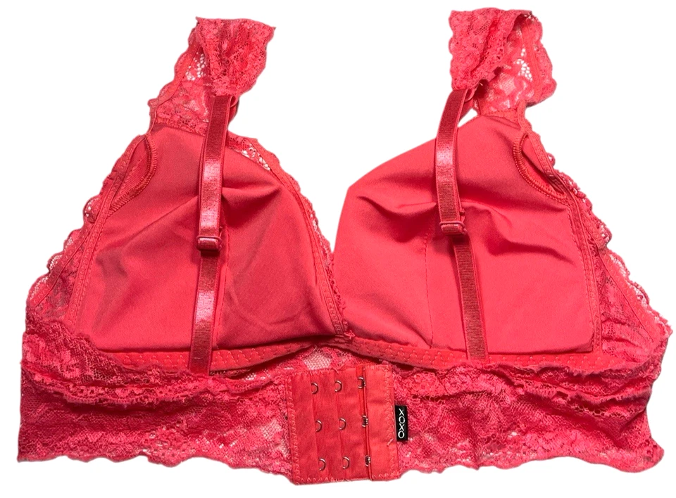 XOXO Bralette Mujer Grande Rosa Ajustable Todo Encaje Almohadillas Extraíbles Longline Foto 2 de 4