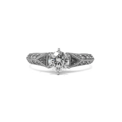 Ring mit Brillant 1,01 ct. und 18 Diamanten in Platin GIA & IHK Expertise Gr. 50 - Bild 1 von 4
