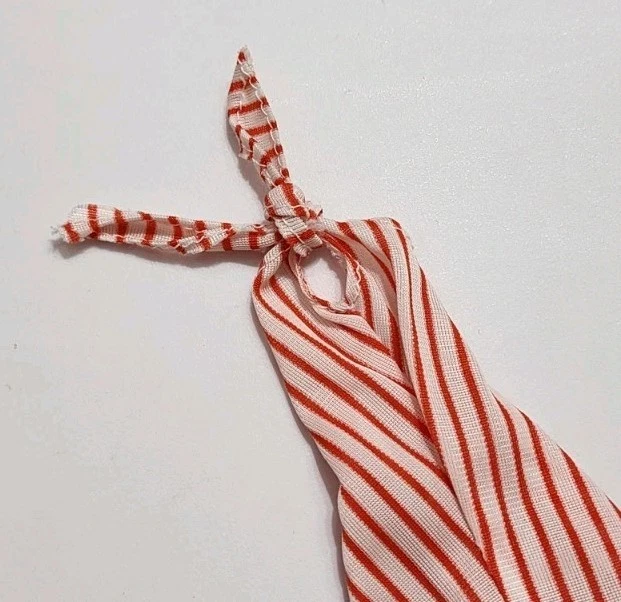 芭比裤子连体裤最佳购买 #9958 红色条纹挂绳复古 1977 年娃娃衣服 — 第 2/4 张图片