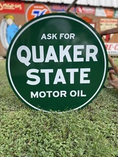 Antique Vintage Old Style Quaker State Motor Oil Sign!