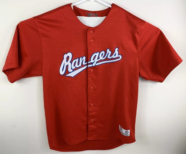 True Fan Texas Rangers Baseball Red Jersey Mens Large ? (See