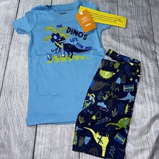 Gymboree Toddler Boys Gymmies Pajamas Blue Dino Shorts Set NEW