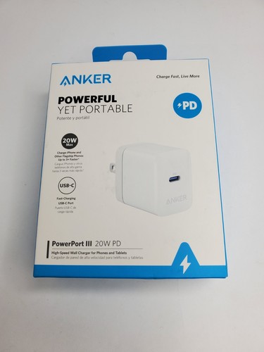 Anker Powerport III 20W PD CHARGE IPHONE AND TABLETS HIGH-SPEED WALL CHARGER - Picture 1 of 3