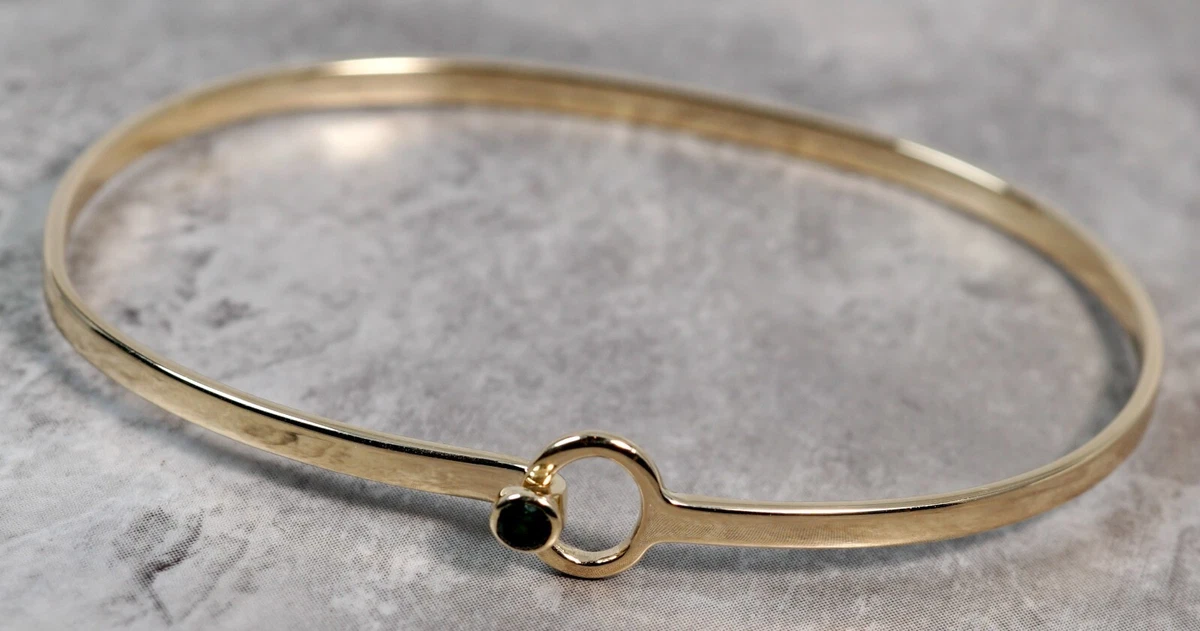 Tiffany & Co. 14K Yellow Gold Emerald Bangle Hook Bracelet