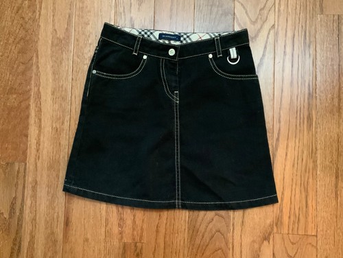 Authentic Burberry Girls Black Denim Jean Skirt~Adjustable Waist ~ Size 8 - Picture 2 of 7