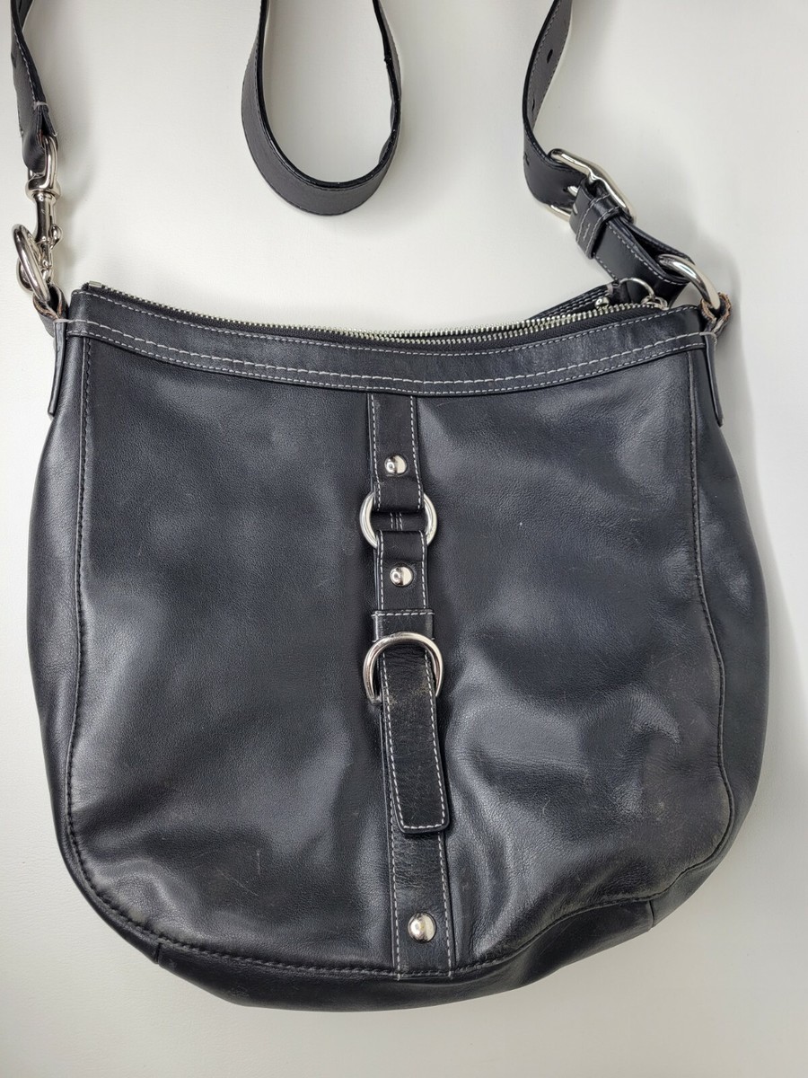 Vtg Coach Purse Chelsea Buckle Black Leather Convertible M