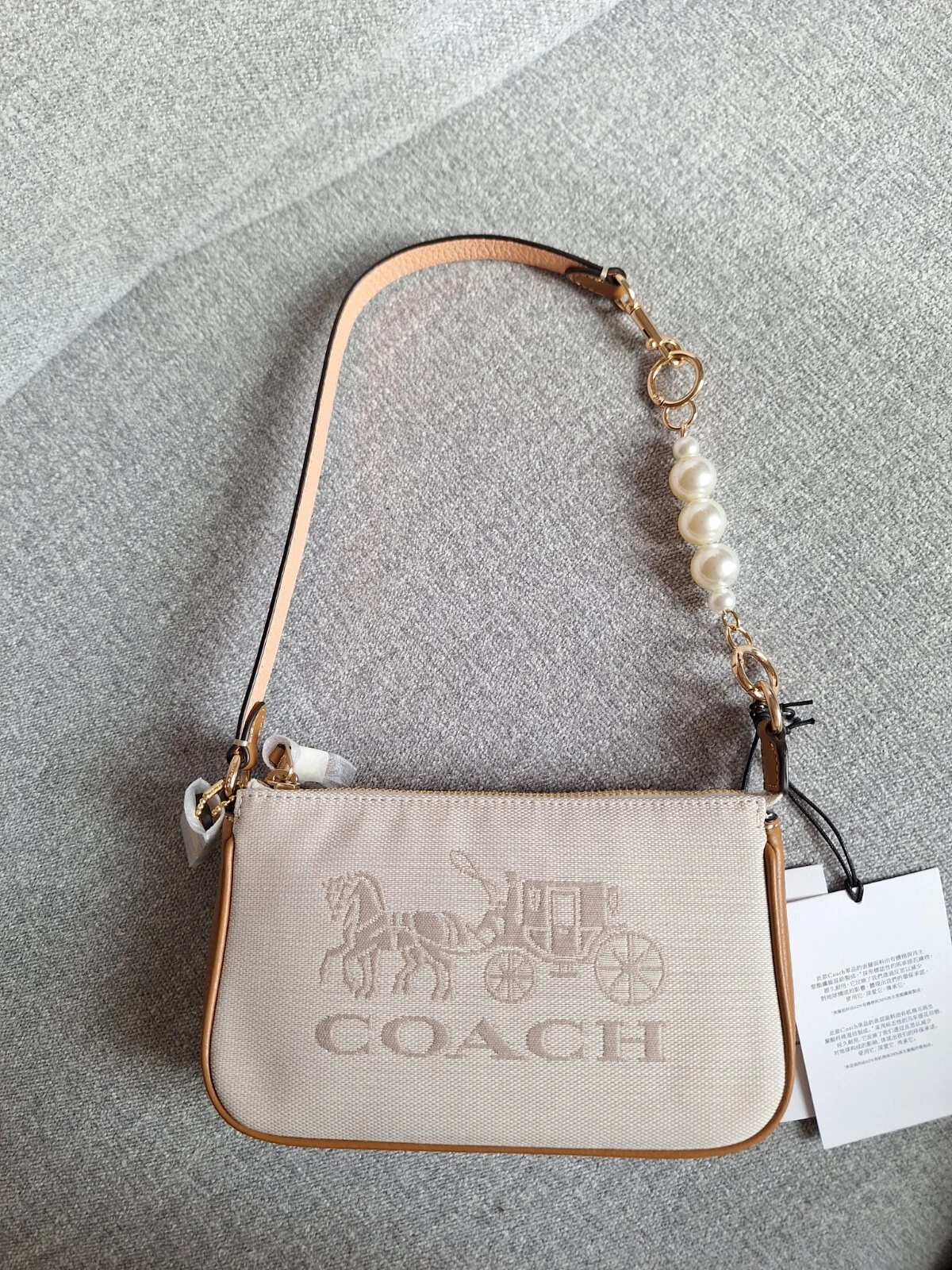 Catena pera Coach C8327 Nolita 19 in colorblock con cavallo e carrozza senza cavallo nuova con etichetta