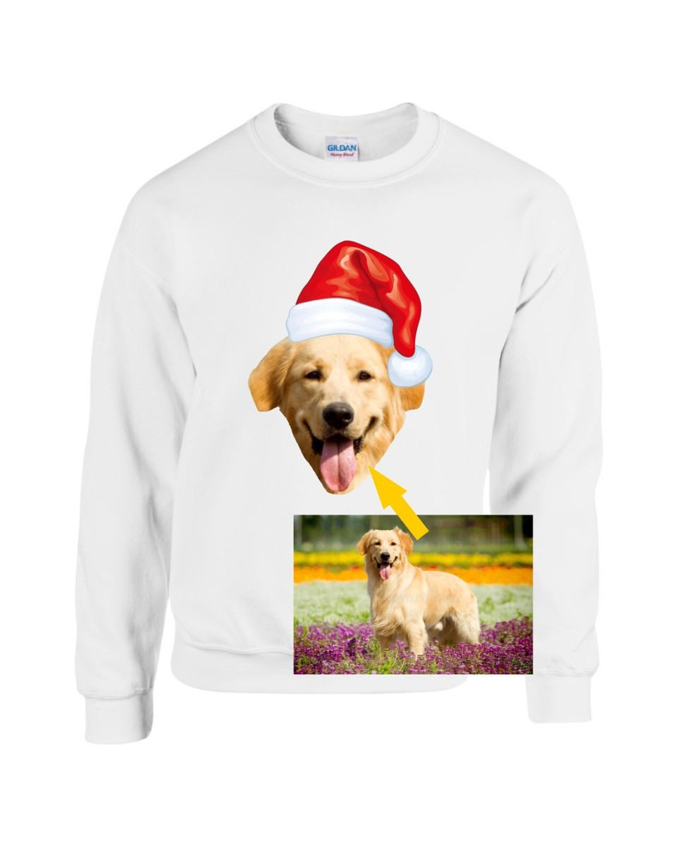 Personalised Your Dog Photo Christmas Jumper, Santa Hat Sweatshirt, Unisex