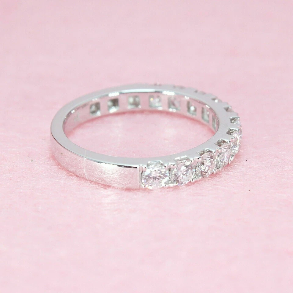 2Ct Round Cut Lab Created Diamond Half-Eternity Wedding 14K White Gold FN Band - Image 4 of 4