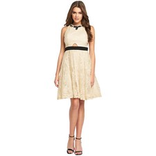 BNWT LITTLE MISTRESS  IVORY EMBELLISHED lLACE SKATER PROM DRESS SIZE 16  RRP £82