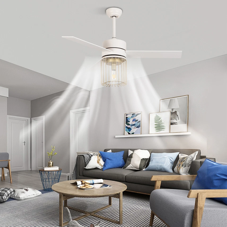 Modern 48 In. LED Indoor White Ceiling Fan W/ Light Kit and Remote Controller - Image 3 of 4