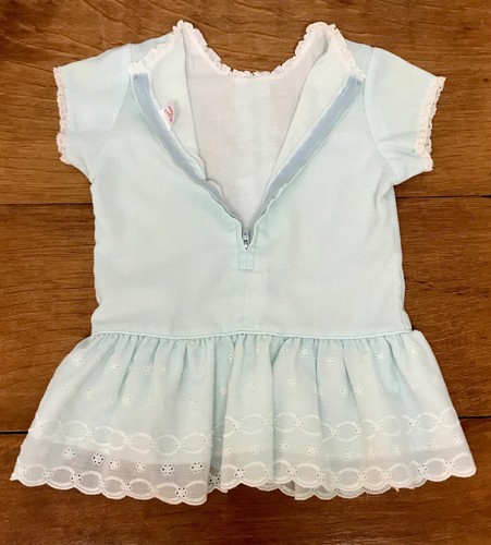 Vintage Baby Dress Blue PEACHES N CREAM Lace Short Sleeve 1960s Sz 18 - 24 Month - Picture 6 of 7