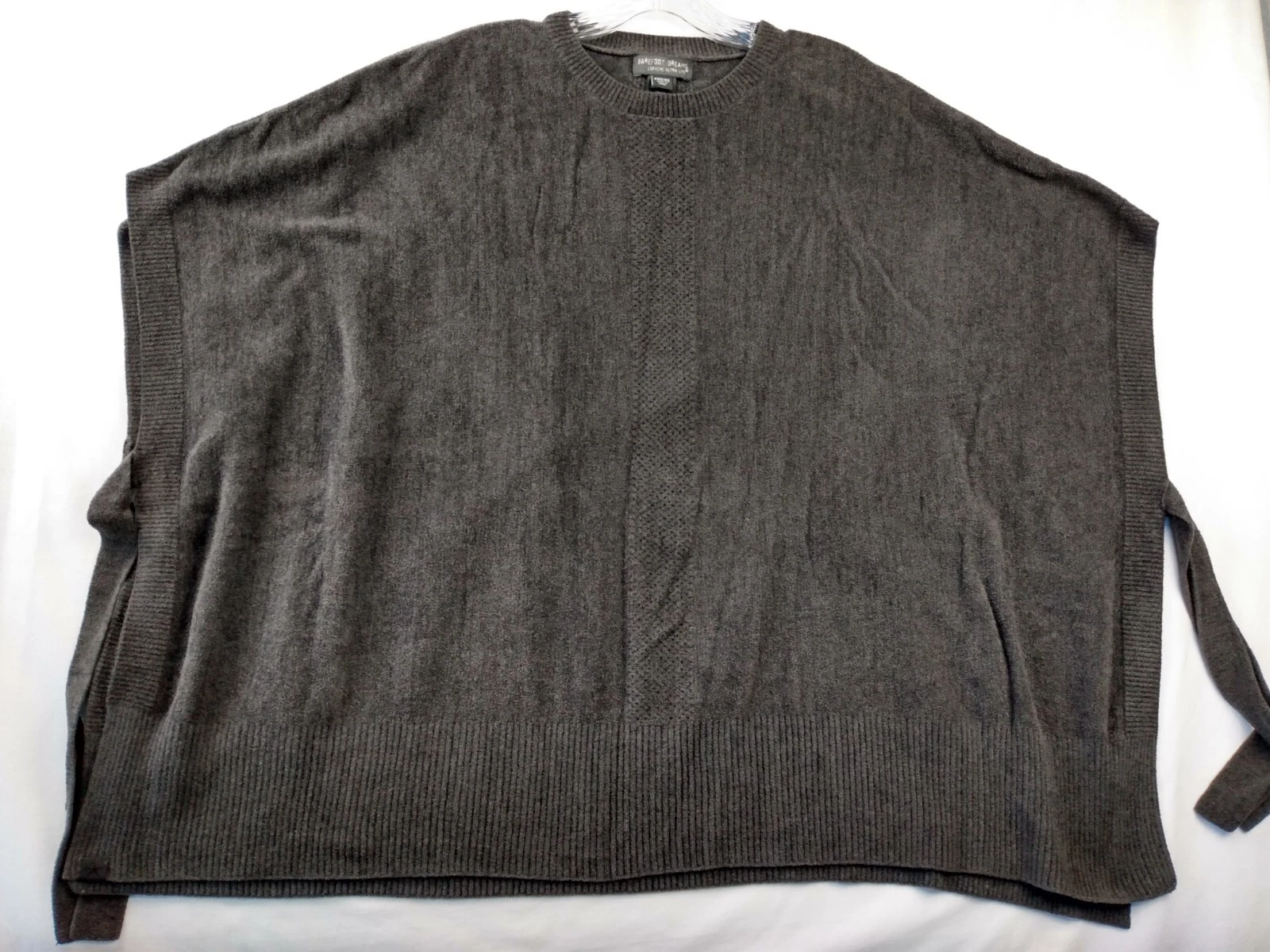 Barefoot Dreams Cozy Chic Ultra Lite Women's Poncho XS Grey with Ties Soft Boho