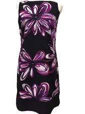 AB Studio Sleeveless Shift Dress, SZ 8, Floral, Zip, Knee Length