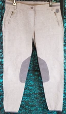 HORZE BREECHES PANTS WOMENS 32 EQUESTRIAN HORSE RIDING GRAY ZIP FLY REINFORCED