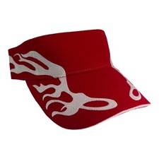 NEW RED WHITE FLAME FIRE SUN VISOR CAP ADJUSTABLE SKATE CURVED BIKER LA TRENDY