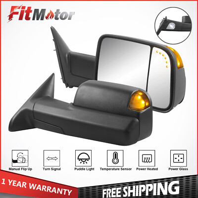Power Heated Tow Mirrors For 2009-2018 Dodge Ram 1500 w/ Temp Left & Right Side