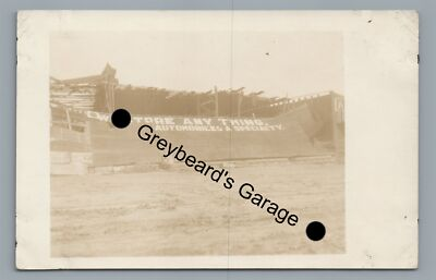 #ad RPPC Auto Car Garage after Tornado CISCO TX Eastland County Real Photo Postcard $19.99